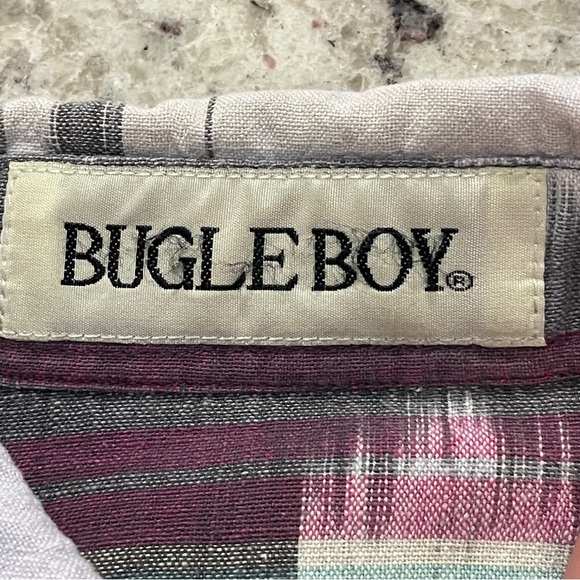 Vintage Bugle Boy 1990s Size XL Western Print 100% Cotton Button Down Aztec - Picture 3 of 8